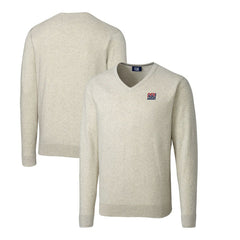 New York Giants Cutter & Buck Throwback Logo Lakemont Tri-Blend Big & Tall V-Neck Pullover Sweater - Oatmeal - NFL