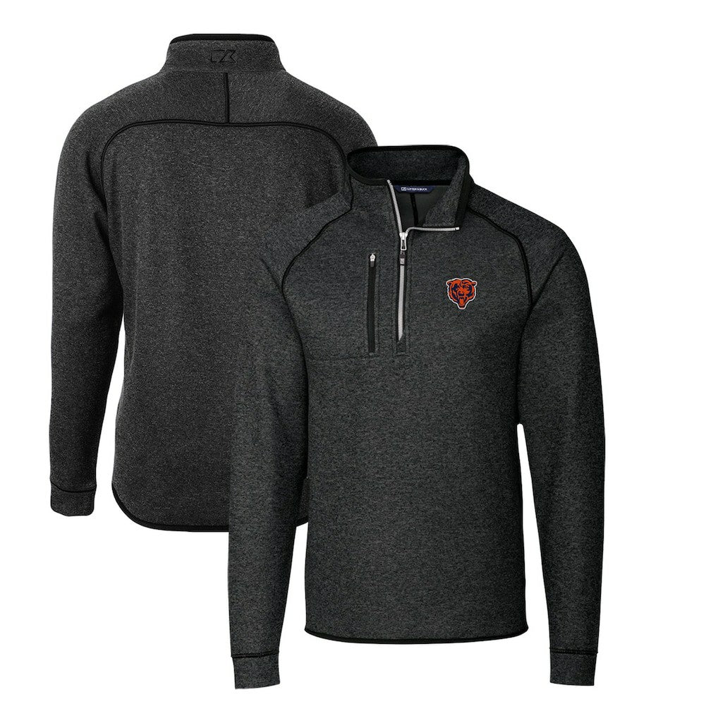 Chicago Bears Cutter & Buck Mainsail Sweater-Knit Big & Tall Half-Zip Pullover Jacket - Heather Charcoal - NFL