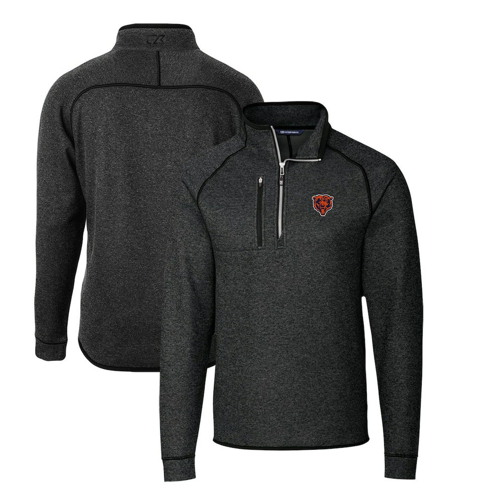 Chicago Bears Cutter & Buck Mainsail Sweater-Knit Big & Tall Half-Zip Pullover Jacket - Heather Charcoal - NFL