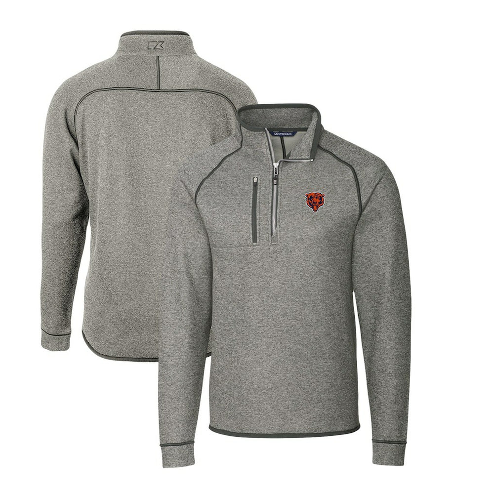 Chicago Bears Cutter & Buck Mainsail Sweater-Knit Big & Tall Half-Zip Pullover Jacket - Heather Gray - NFL