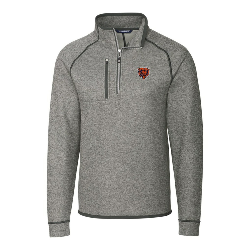Chicago Bears Cutter & Buck Mainsail Sweater-Knit Big & Tall Half-Zip Pullover Jacket - Heather Gray - NFL