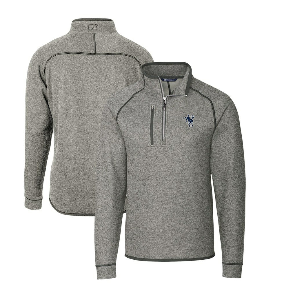 Indianapolis Colts Cutter & Buck Mainsail Sweater-Knit Big & Tall Half-Zip Pullover Jacket - Heather Gray - NFL