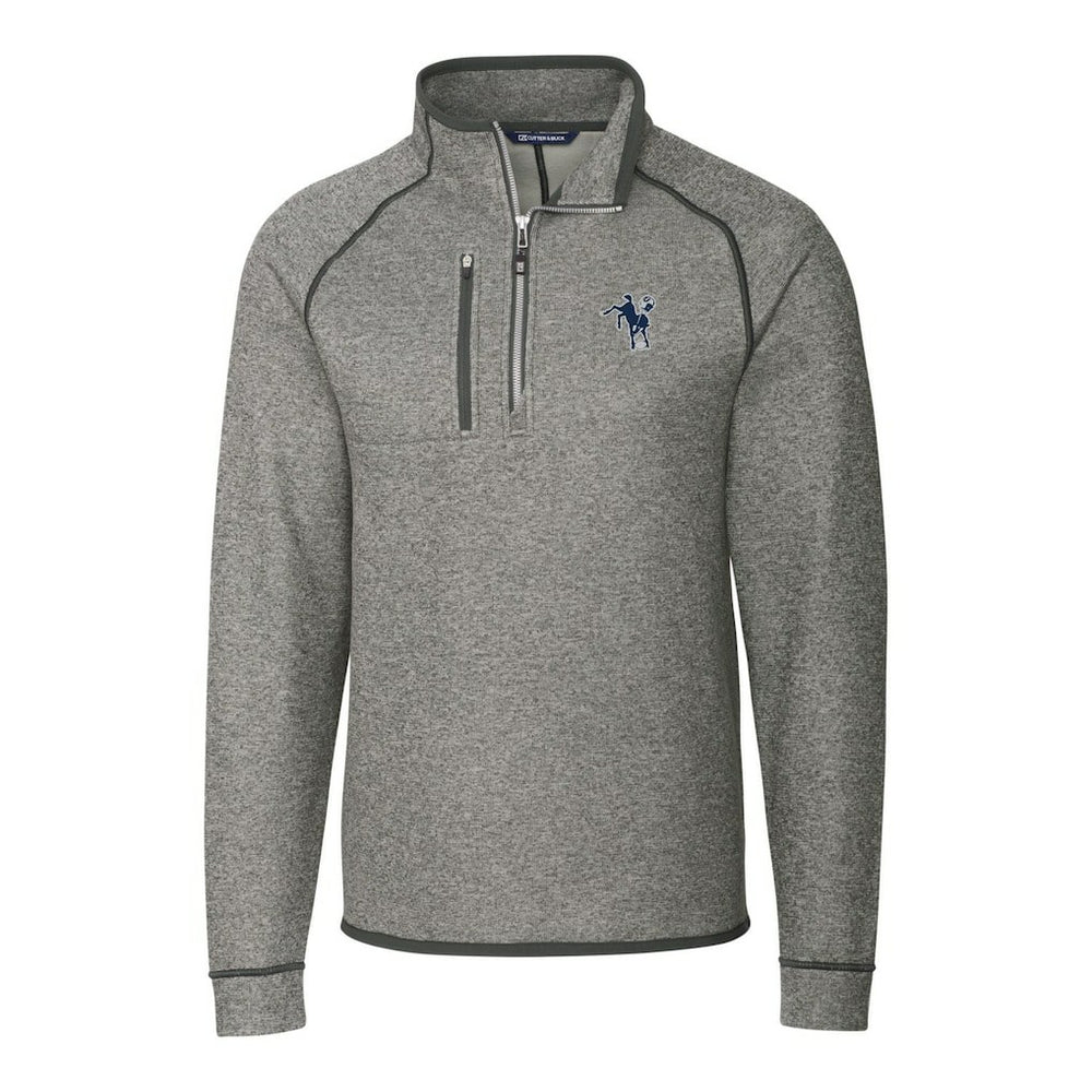 Indianapolis Colts Cutter & Buck Mainsail Sweater-Knit Big & Tall Half-Zip Pullover Jacket - Heather Gray - NFL