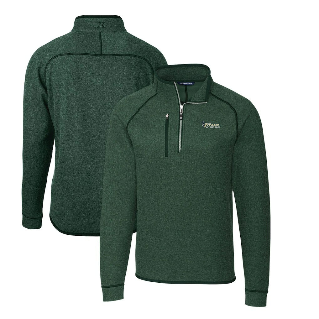 New York Jets Cutter & Buck Mainsail Sweater-Knit Big & Tall Half-Zip Pullover Jacket - Heather Green - NFL