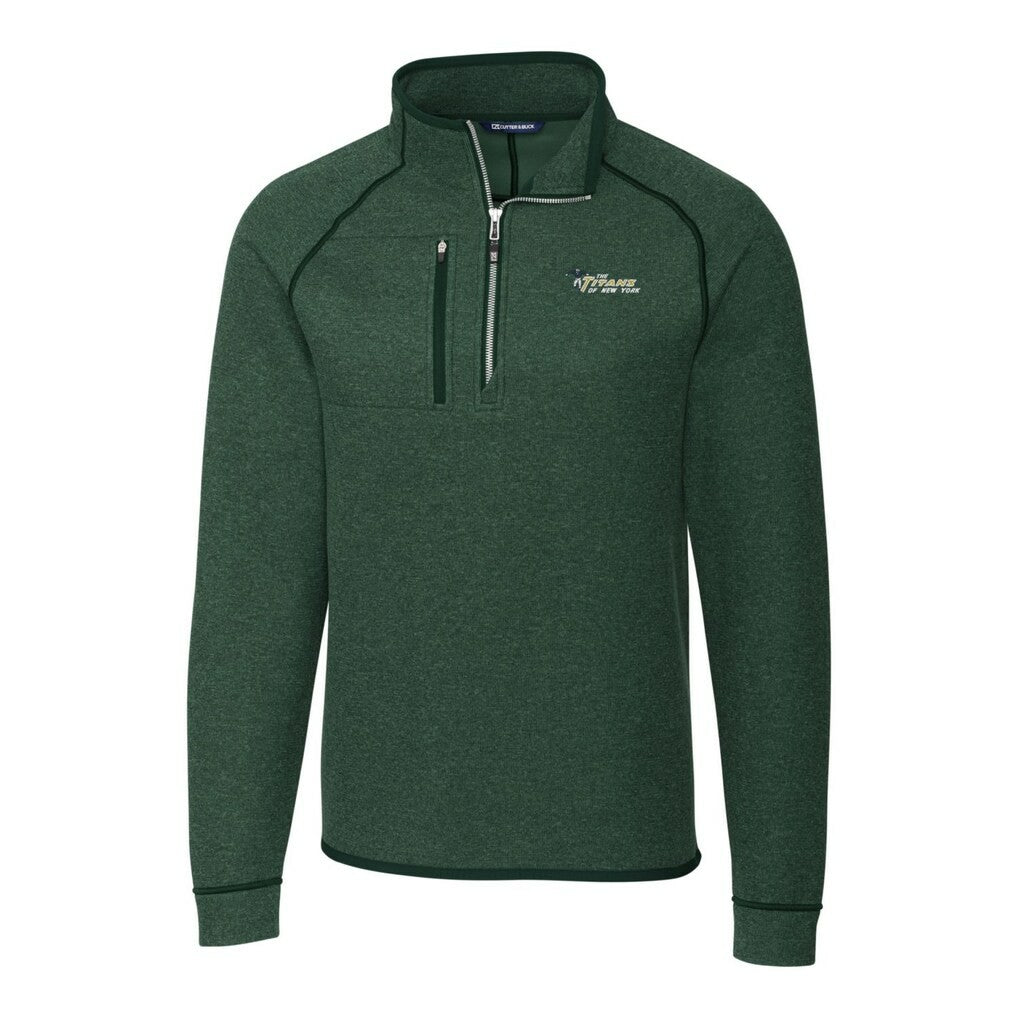 New York Jets Cutter & Buck Mainsail Sweater-Knit Big & Tall Half-Zip Pullover Jacket - Heather Green - NFL