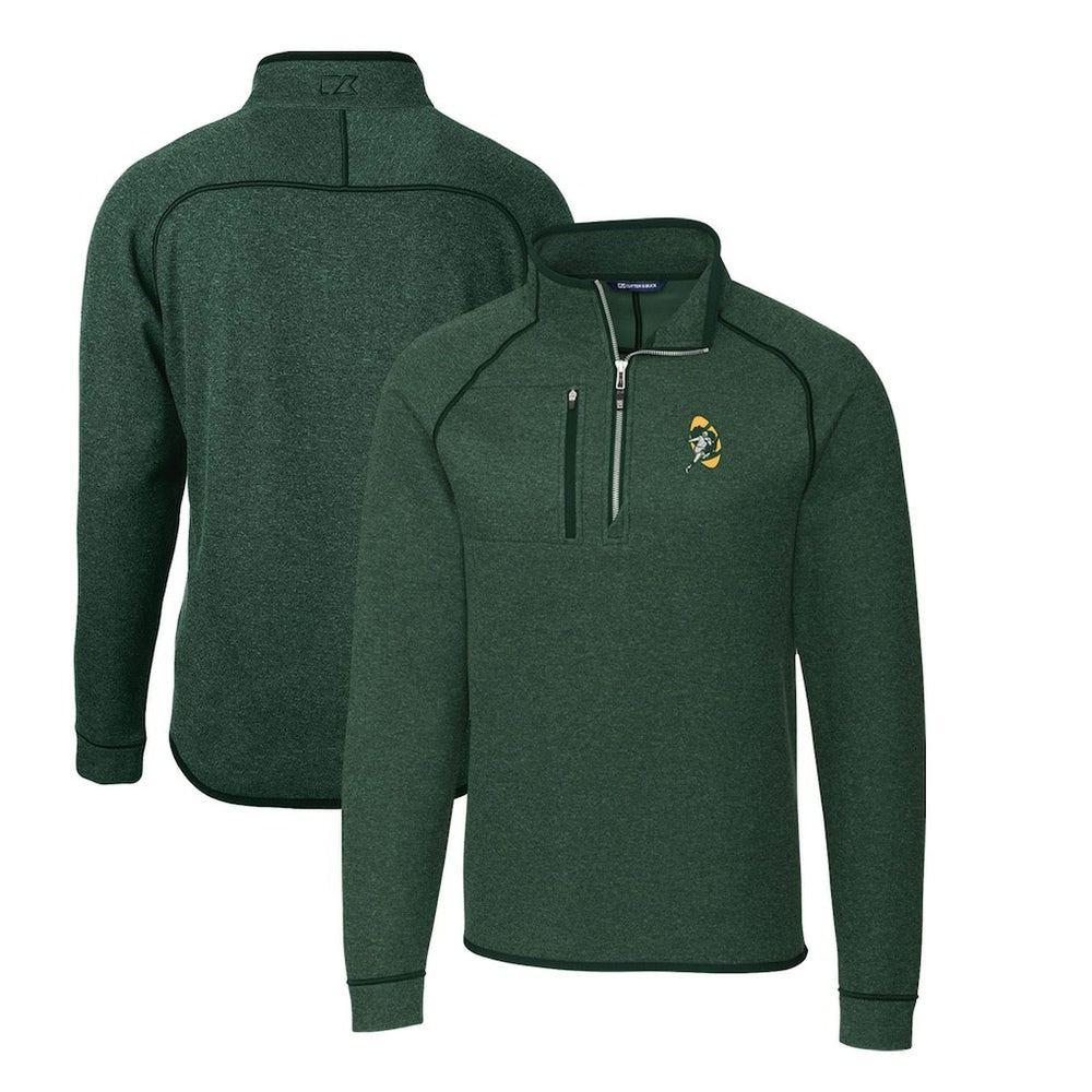 Green Bay Packers Cutter & Buck Mainsail Sweater-Knit Big & Tall Half-Zip Pullover Jacket - Heather Green - NFL