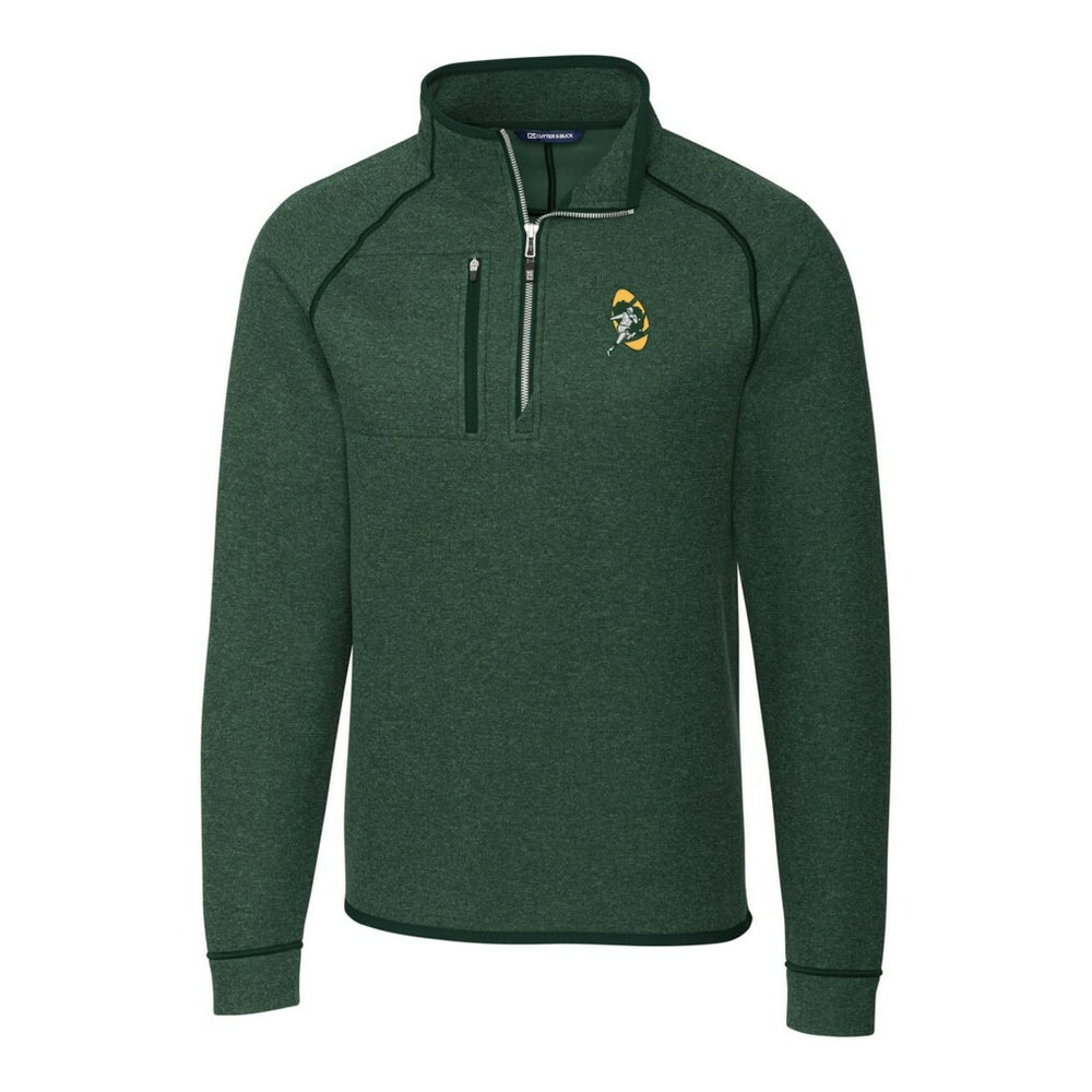 Green Bay Packers Cutter & Buck Mainsail Sweater-Knit Big & Tall Half-Zip Pullover Jacket - Heather Green - NFL