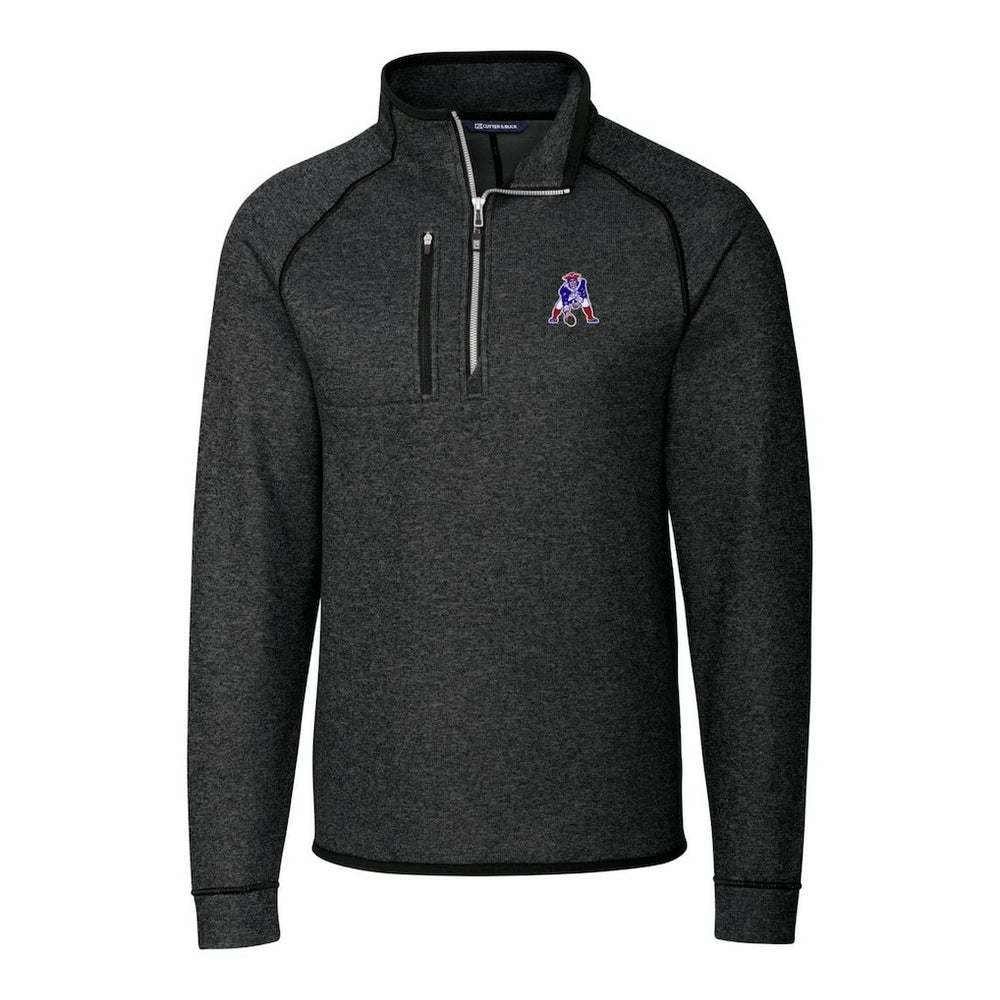 New England Patriots Cutter & Buck Mainsail Sweater-Knit Big & Tall Half-Zip Pullover Jacket - Heather Charcoal - NFL