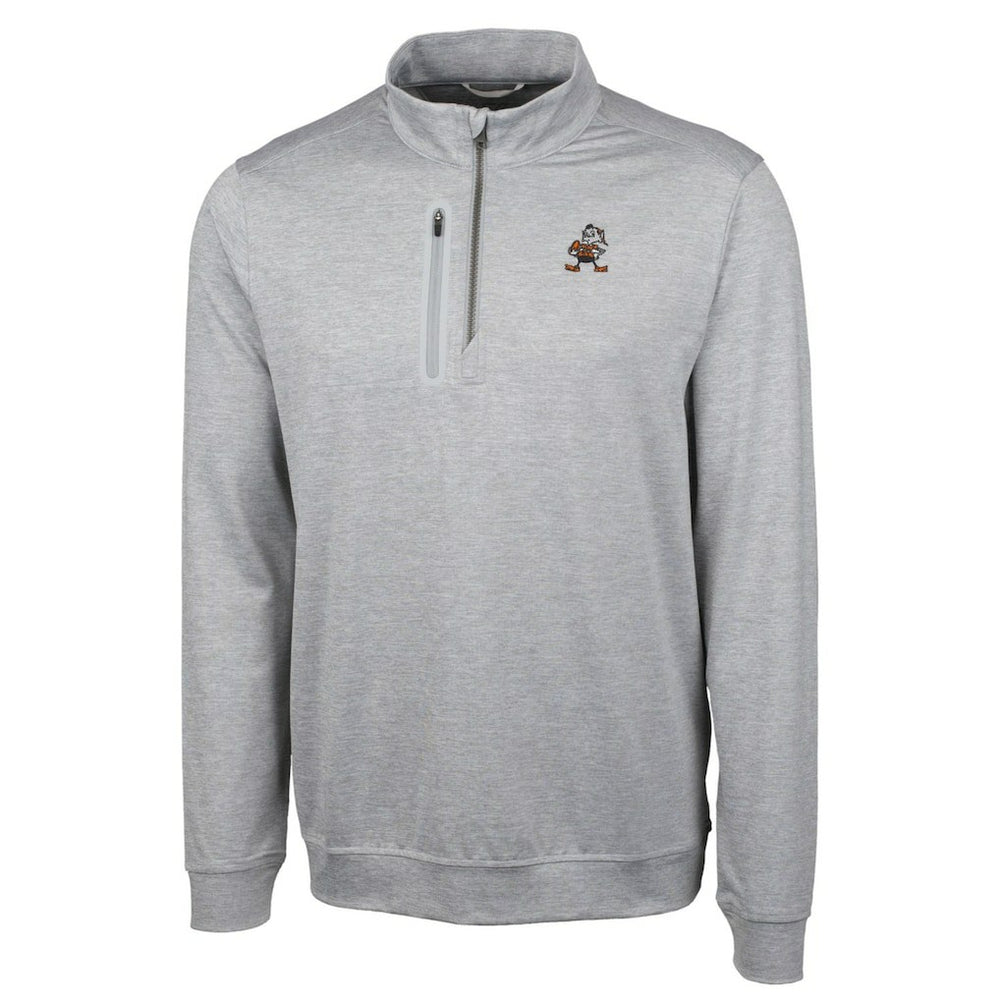 Cleveland Browns Cutter & Buck Stealth Heathered Big & Tall Throwback Logo Quarter-Zip Pullover Top - Gray - NFL
