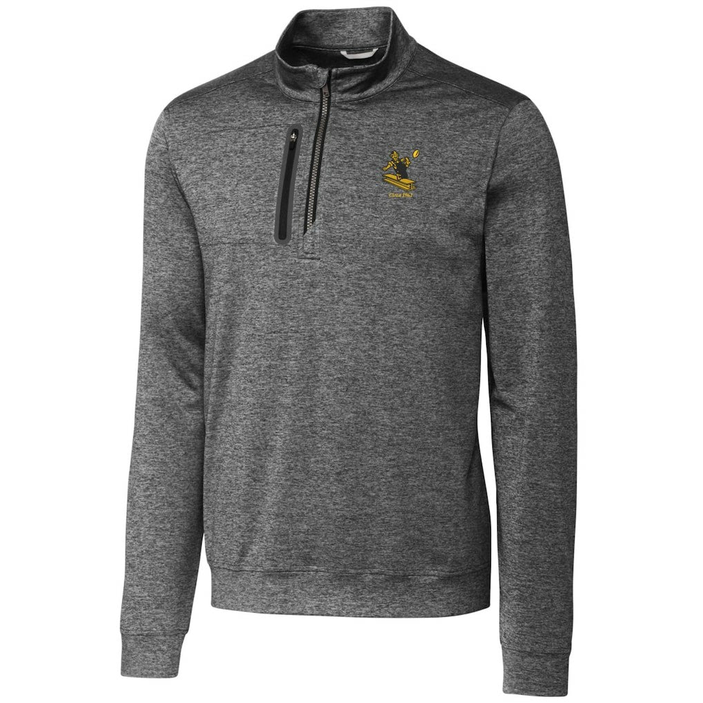 Pittsburgh Steelers Cutter & Buck Stealth Heathered Big & Tall Throwback Logo Quarter-Zip Pullover Top - Steel - NFL