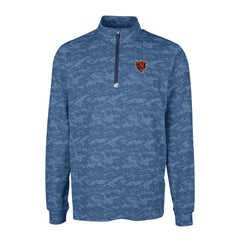 Chicago Bears Cutter & Buck Throwback Logo Big & Tall Traverse Camo Print Stretch Quarter-Zip Pullover Top - Navy - NFL