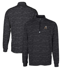 Cleveland Browns Cutter & Buck Throwback Logo Big & Tall Traverse Camo Print Stretch Quarter-Zip Pullover Top - Black - NFL