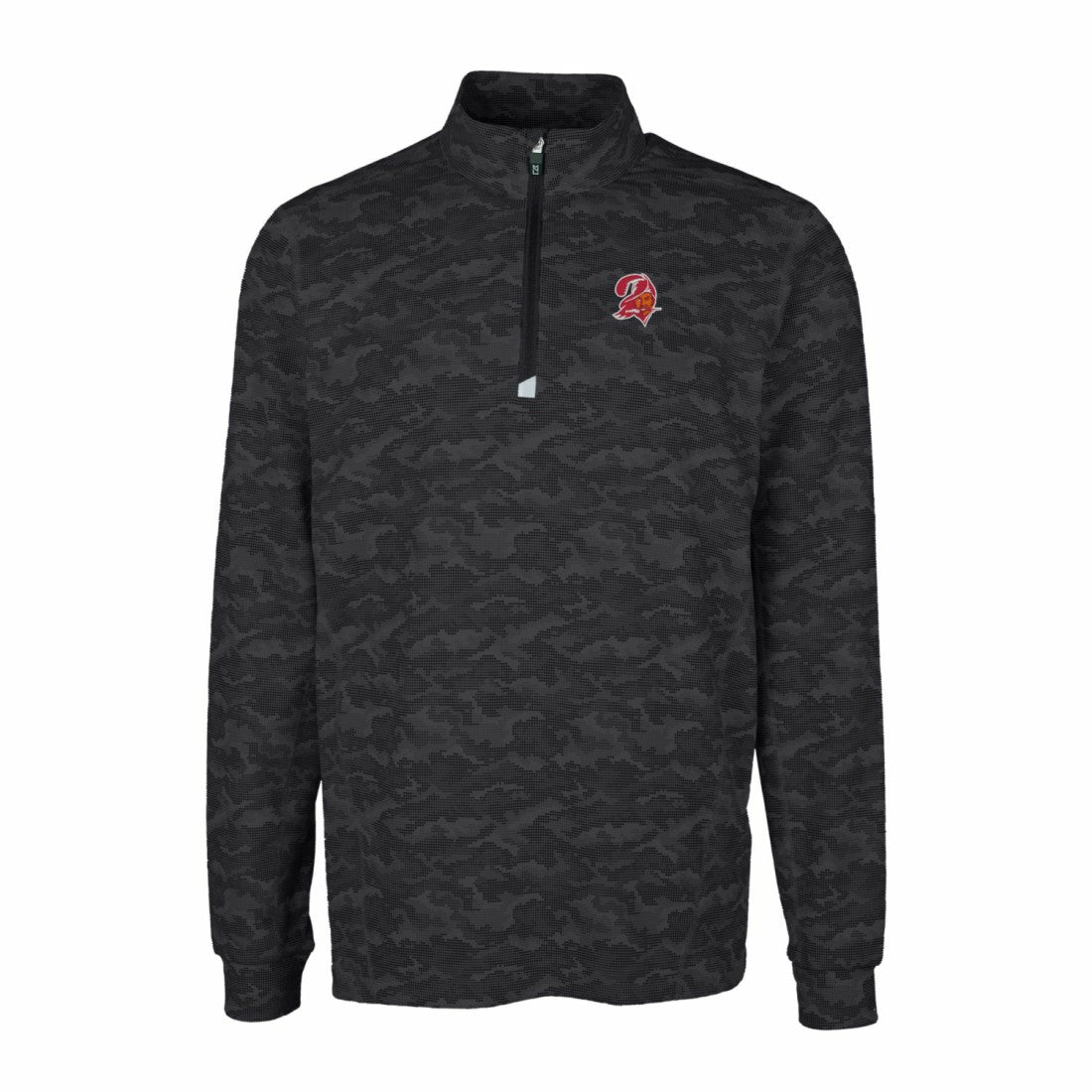 Tampa Bay Buccaneers Cutter & Buck Throwback Logo Big & Tall Traverse Camo Print Stretch Quarter-Zip Pullover Top - Black - NFL