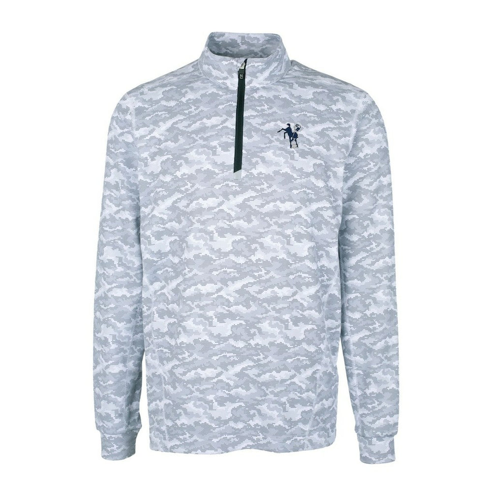 Indianapolis Colts Cutter & Buck Throwback Logo Big & Tall Traverse Camo Print Stretch Quarter-Zip Pullover Top - Charcoal - NFL