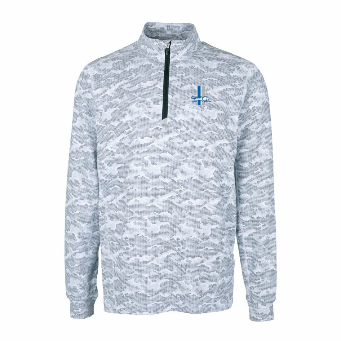 Detroit Lions Cutter & Buck Throwback Logo Big & Tall Traverse Camo Print Stretch Quarter-Zip Pullover Top - Charcoal - NFL