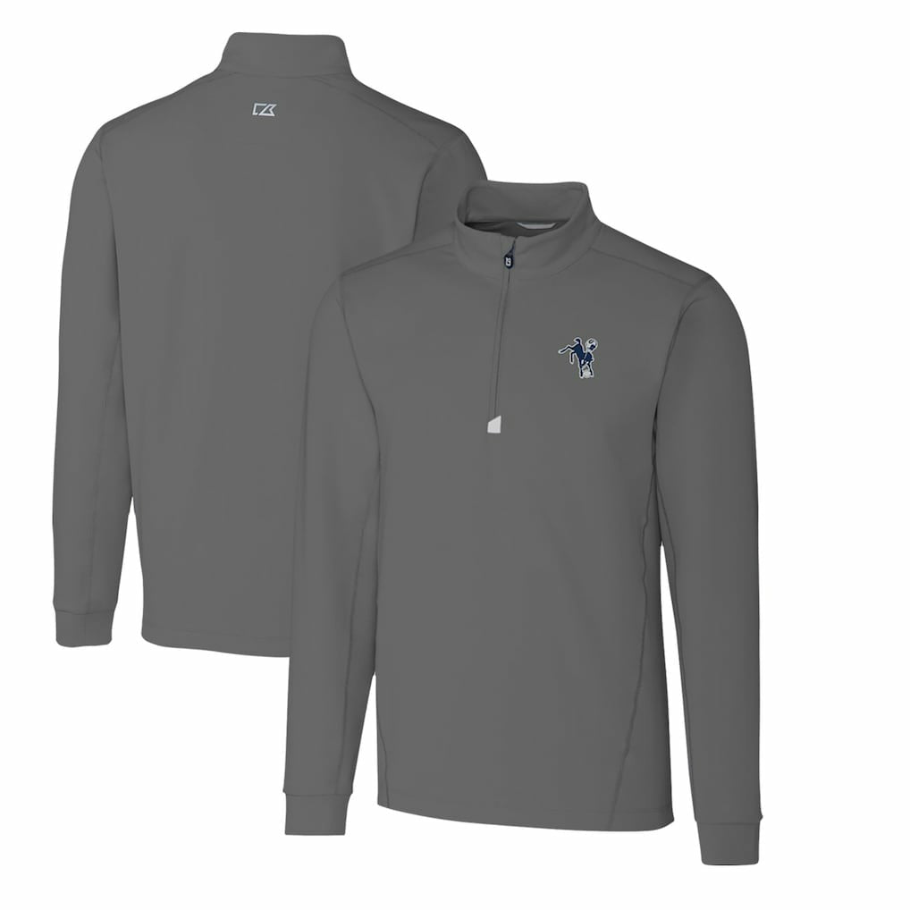 Indianapolis Colts Cutter & Buck Throwback Logo Traverse Stretch Quarter-Zip Big & Tall Pullover Top - Steel - NFL