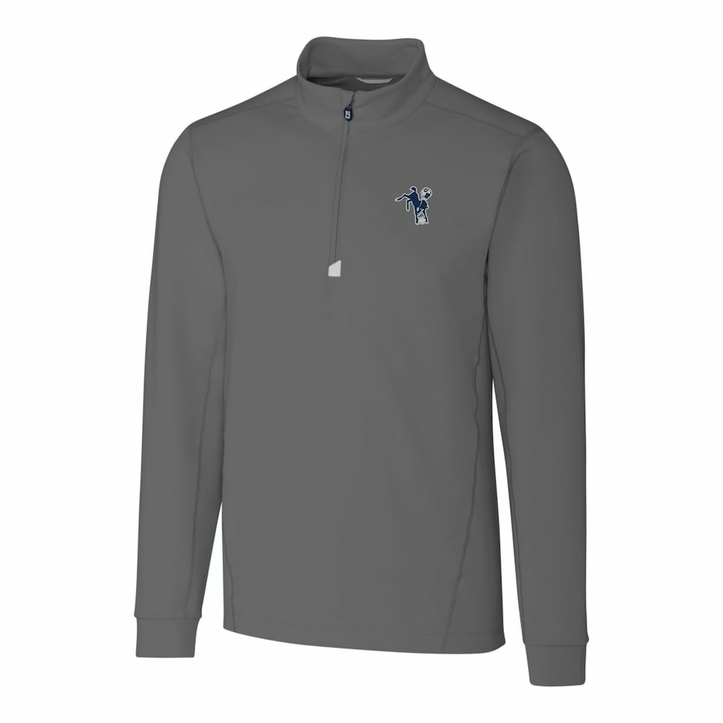 Indianapolis Colts Cutter & Buck Throwback Logo Traverse Stretch Quarter-Zip Big & Tall Pullover Top - Steel - NFL