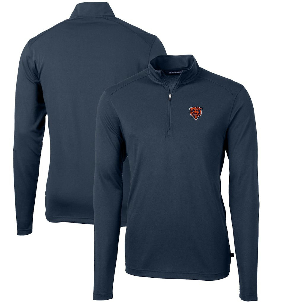 Chicago Bears Cutter & Buck Throwback Logo Virtue Eco Pique Recycled Quarter-Zip Big & Tall Pullover Top - Navy - NFL