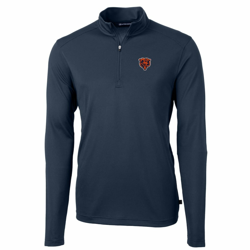 Chicago Bears Cutter & Buck Throwback Logo Virtue Eco Pique Recycled Quarter-Zip Big & Tall Pullover Top - Navy - NFL