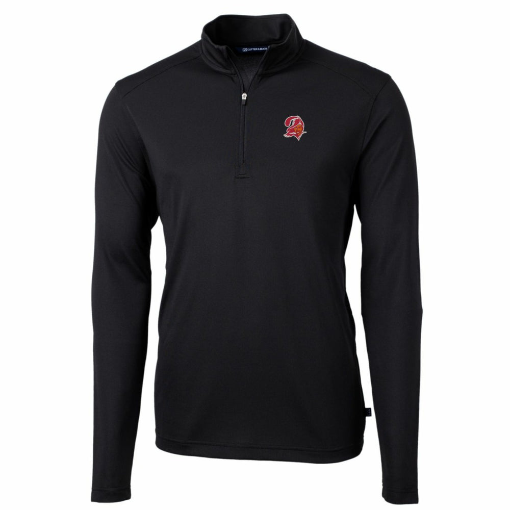 Tampa Bay Buccaneers Cutter & Buck Throwback Logo Virtue Eco Pique Recycled Quarter-Zip Big & Tall Pullover Top - Black - NFL