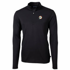 Miami Dolphins Cutter & Buck Throwback Logo Virtue Eco Pique Recycled Quarter-Zip Big & Tall Pullover Top - Black - NFL