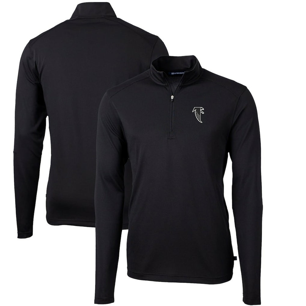 Atlanta Falcons Cutter & Buck Throwback Logo Virtue Eco Pique Recycled Quarter-Zip Big & Tall Pullover Top - Black - NFL