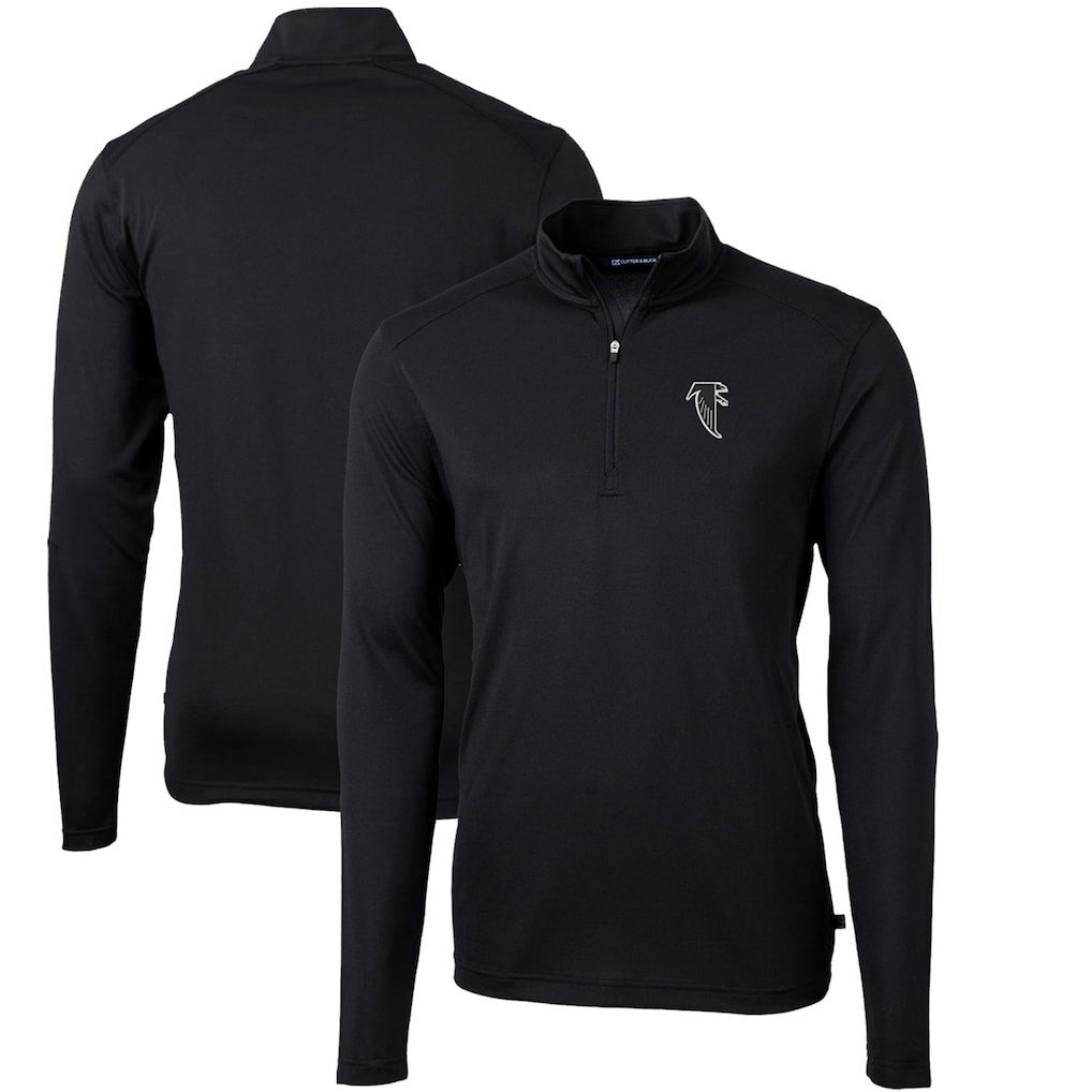 Atlanta Falcons Cutter & Buck Throwback Logo Virtue Eco Pique Recycled Quarter-Zip Big & Tall Pullover Top - Black - NFL