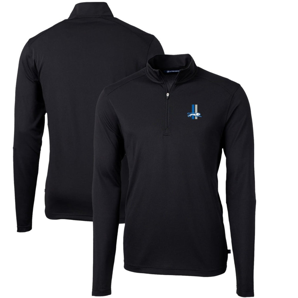 Detroit Lions Cutter & Buck Throwback Logo Virtue Eco Pique Recycled Quarter-Zip Big & Tall Pullover Top - Black - NFL