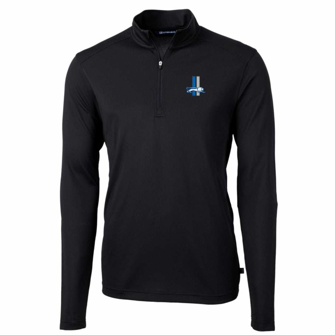 Detroit Lions Cutter & Buck Throwback Logo Virtue Eco Pique Recycled Quarter-Zip Big & Tall Pullover Top - Black - NFL