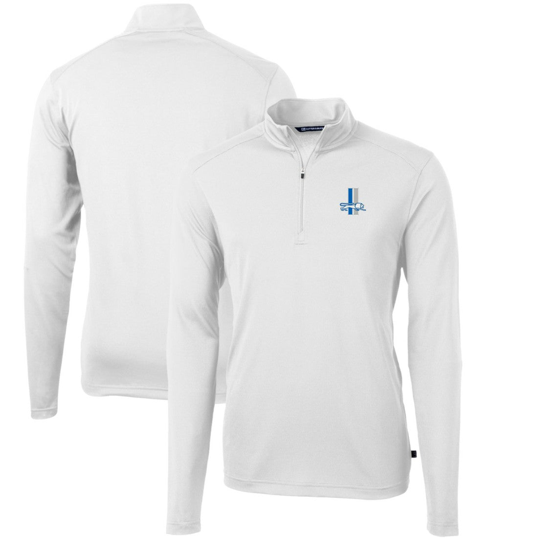 Detroit Lions Cutter & Buck Throwback Logo Virtue Eco Pique Recycled Quarter-Zip Big & Tall Pullover Top - White - NFL