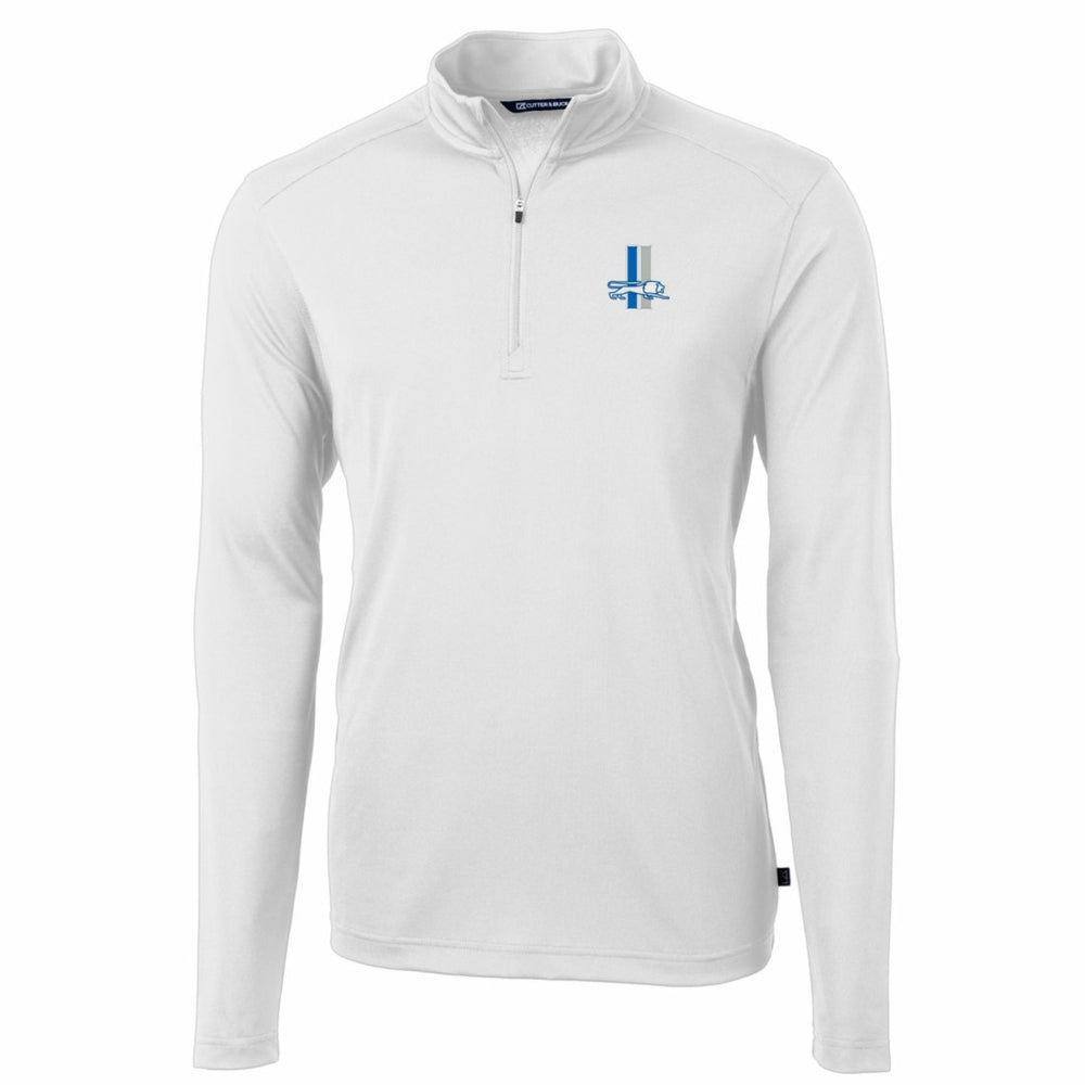 Detroit Lions Cutter & Buck Throwback Logo Virtue Eco Pique Recycled Quarter-Zip Big & Tall Pullover Top - White - NFL