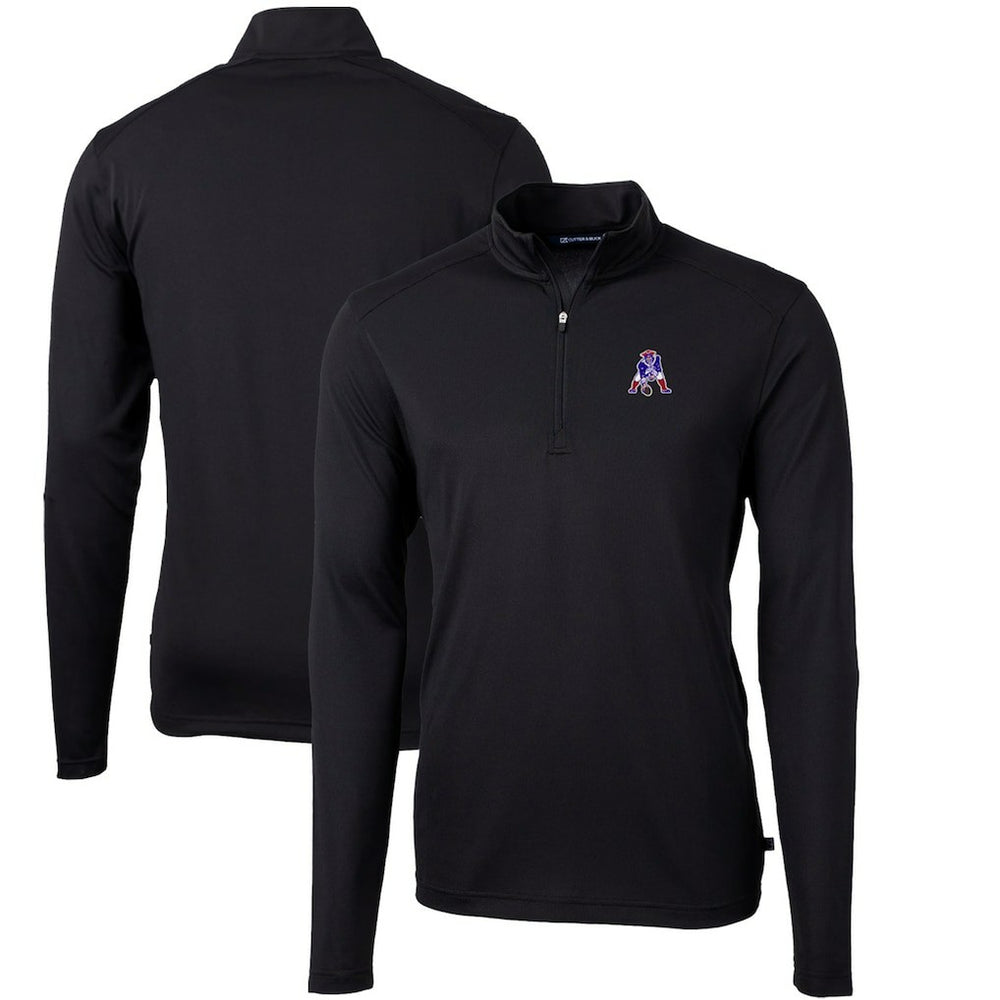 New England Patriots Cutter & Buck Throwback Logo Virtue Eco Pique Recycled Quarter-Zip Big & Tall Pullover Top - Black - NFL
