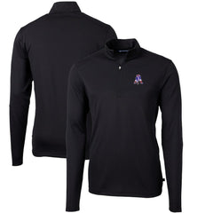New England Patriots Cutter & Buck Throwback Logo Virtue Eco Pique Recycled Quarter-Zip Big & Tall Pullover Top - Black - NFL
