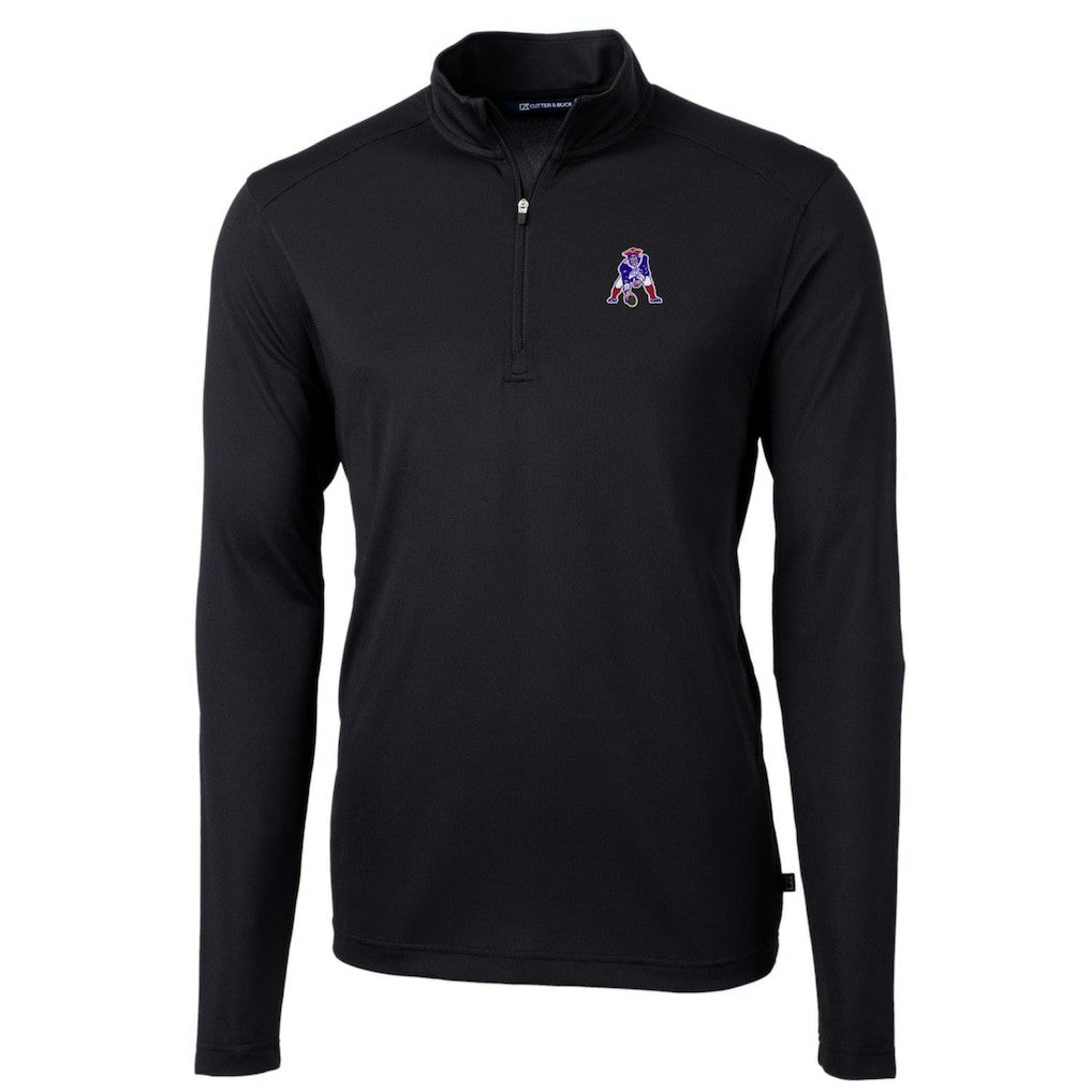 New England Patriots Cutter & Buck Throwback Logo Virtue Eco Pique Recycled Quarter-Zip Big & Tall Pullover Top - Black - NFL