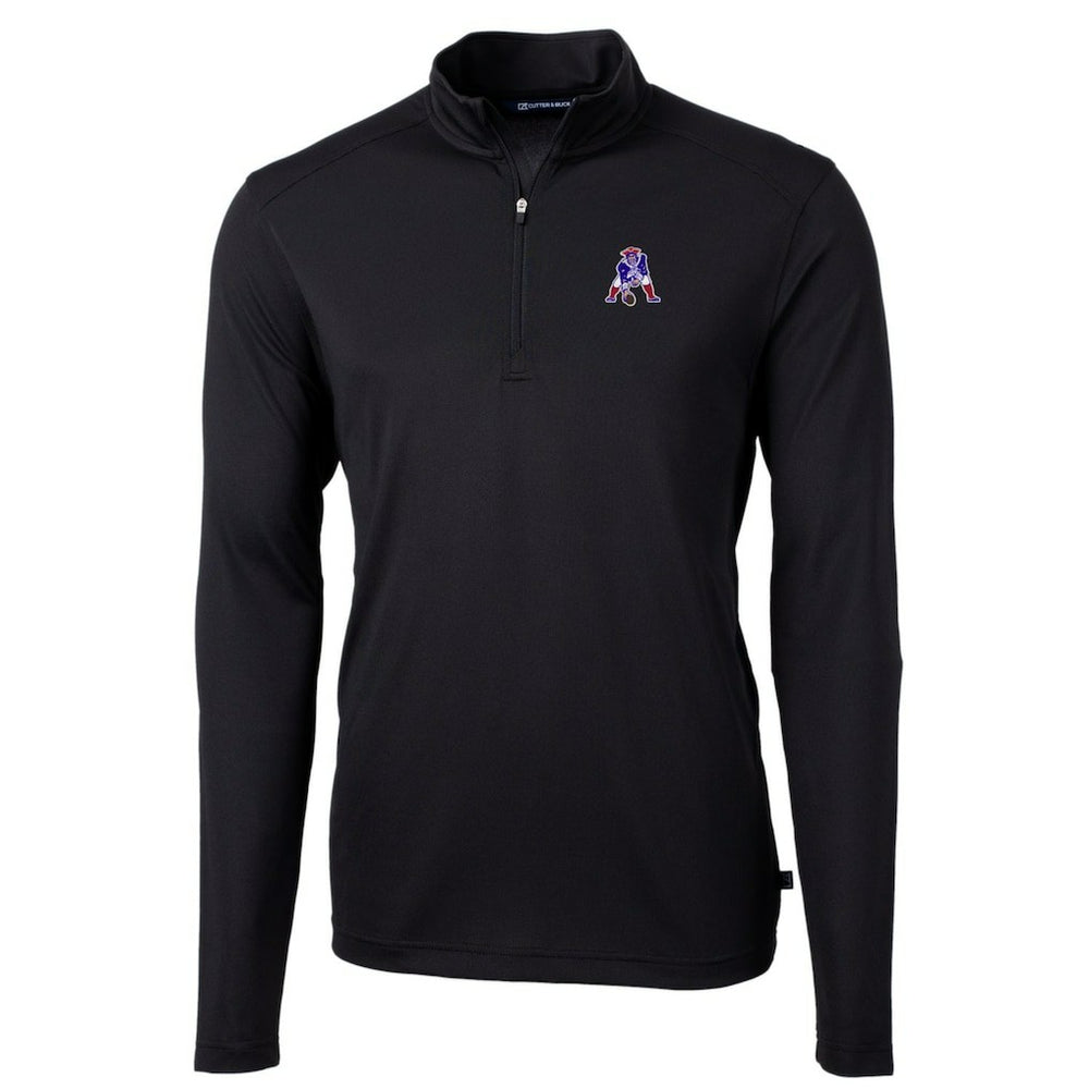 New England Patriots Cutter & Buck Throwback Logo Virtue Eco Pique Recycled Quarter-Zip Big & Tall Pullover Top - Black - NFL