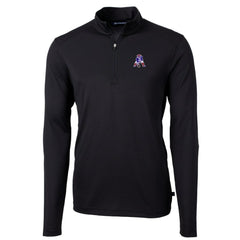 New England Patriots Cutter & Buck Throwback Logo Virtue Eco Pique Recycled Quarter-Zip Big & Tall Pullover Top - Black - NFL