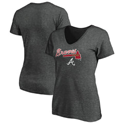 Atlanta Braves Women's Team Lockup V-Neck T-Shirt Sale
