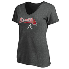 Atlanta Braves Women's Team Lockup V-Neck T-Shirt Sale