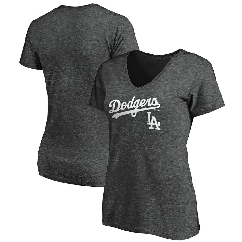 Los Angeles Dodgers Women's Team Lockup V-Neck T-Shirt Online