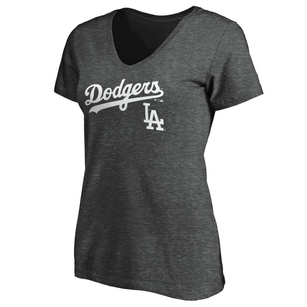 Los Angeles Dodgers Women's Team Lockup V-Neck T-Shirt Online