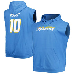 Justin Herbert Los Angeles Chargers Profile Big & Tall Muscle Pullover Hoodie - Powder Blue - NFL