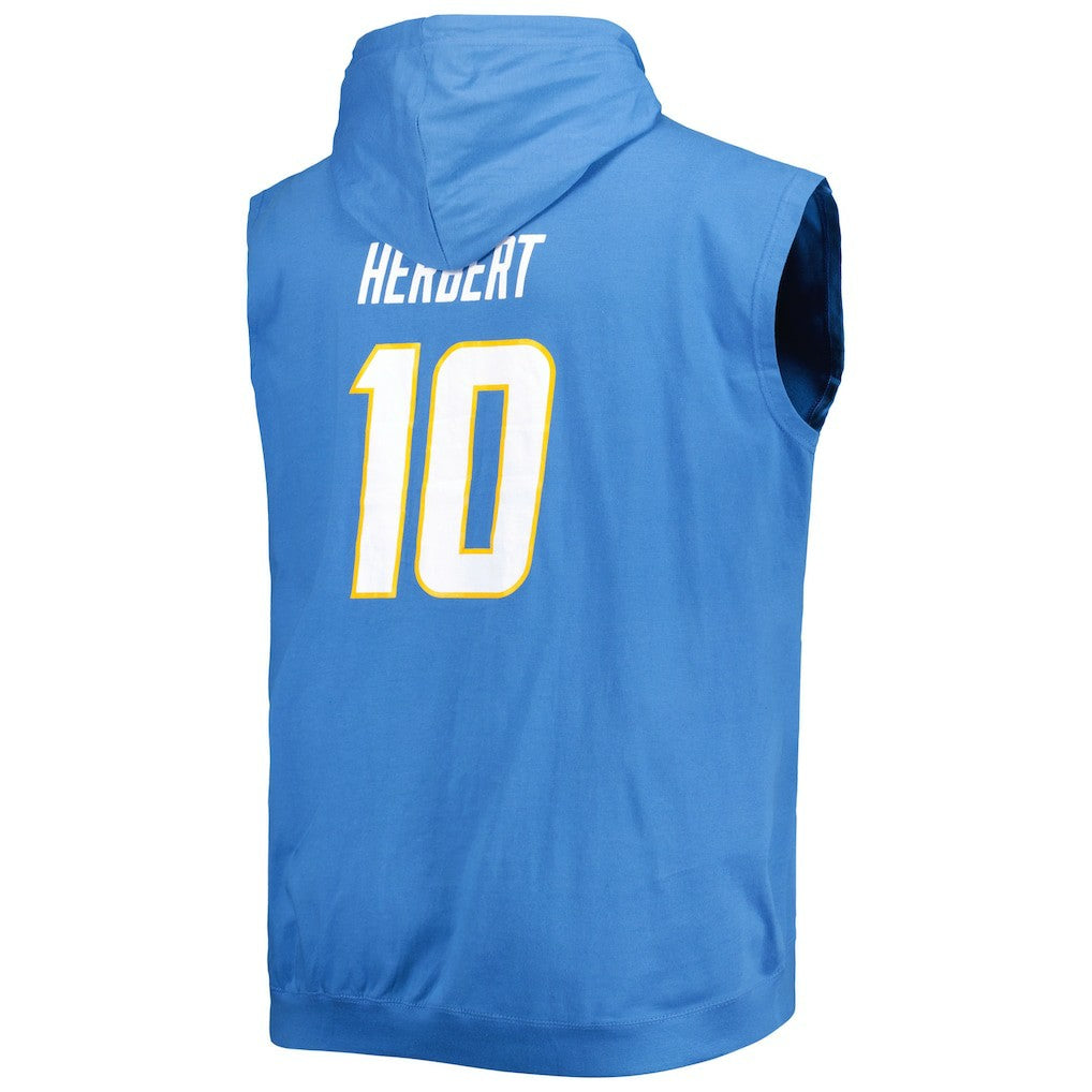 Justin Herbert Los Angeles Chargers Profile Big & Tall Muscle Pullover Hoodie - Powder Blue - NFL