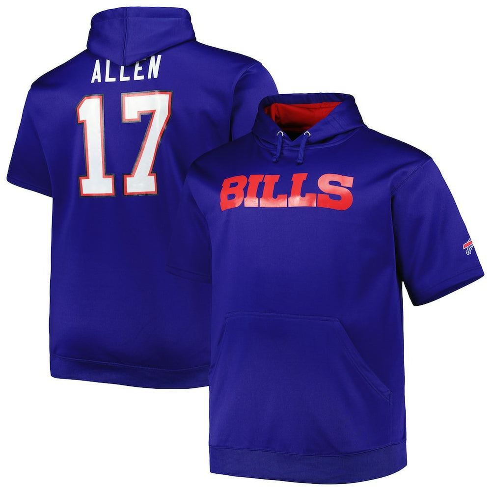 Josh Allen Buffalo Bills Big & Tall Short Sleeve Pullover Hoodie - Royal - NFL