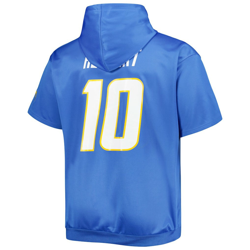 Justin Herbert Los Angeles Chargers Big & Tall Short Sleeve Pullover Hoodie - Powder Blue - NFL