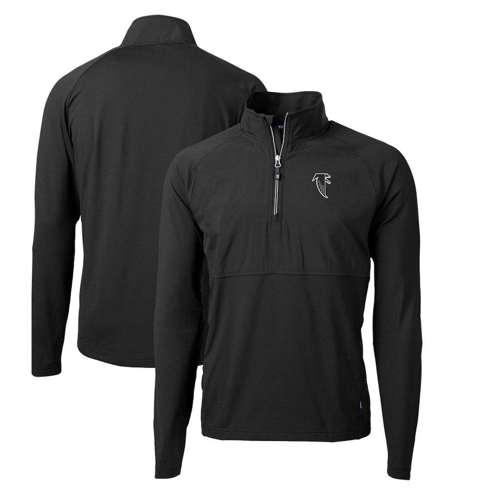 Atlanta Falcons Cutter & Buck Adapt Eco Knit Hybrid Recycled Quarter-Zip Throwback Pullover Top - Black - NFL