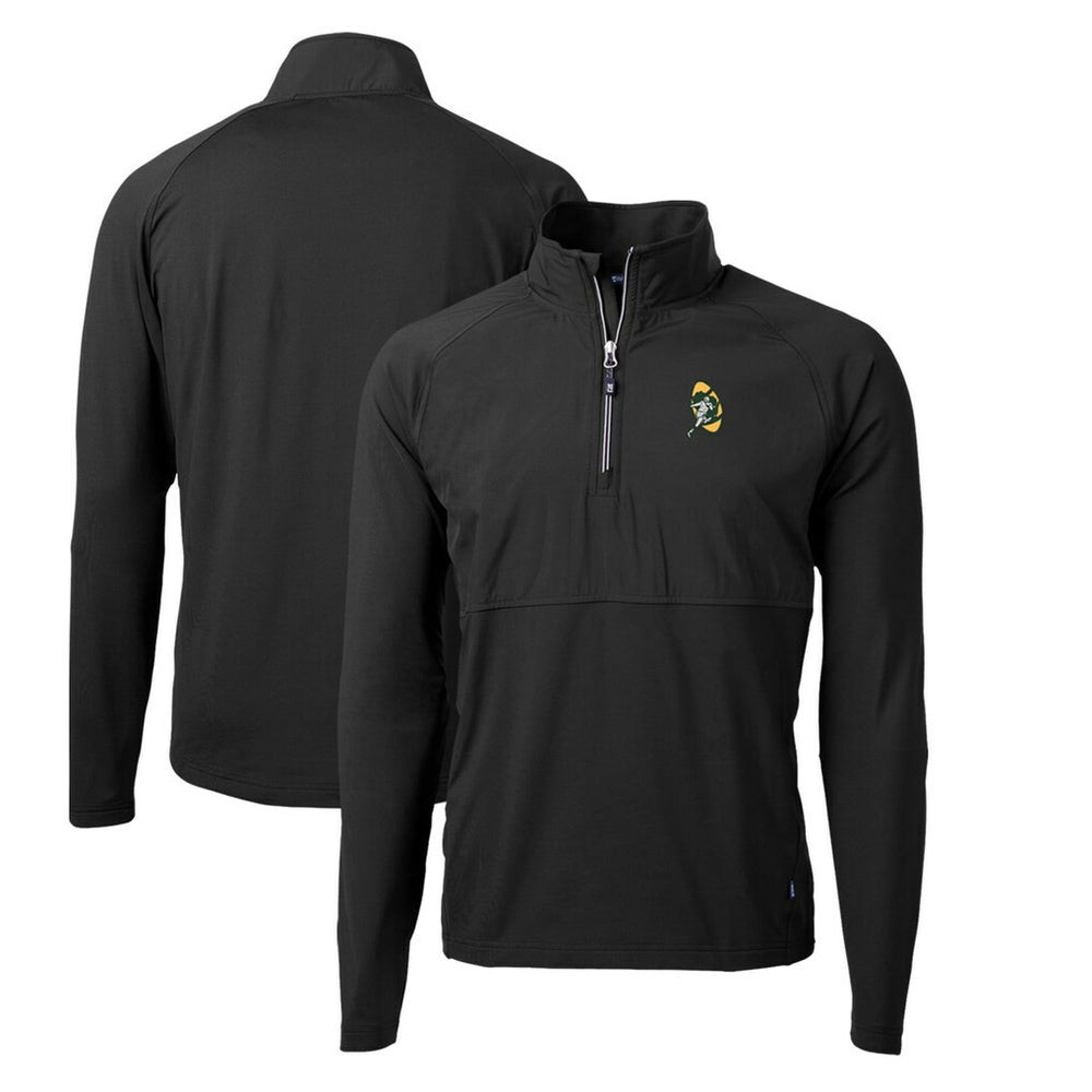 Green Bay Packers Cutter & Buck Adapt Eco Knit Hybrid Throwback Recycled Quarter-Zip Pullover - Black - NFL