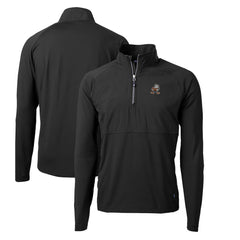 Cleveland Browns Cutter & Buck Adapt Eco Knit Hybrid Recycled Quarter-Zip Throwback Pullover Top - Black - NFL
