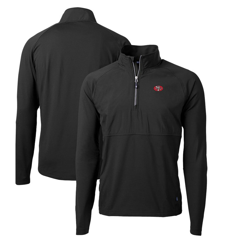 San Francisco 49ers Cutter & Buck Adapt Eco Knit Hybrid Recycled Quarter-Zip Throwback Pullover Top - Black - NFL