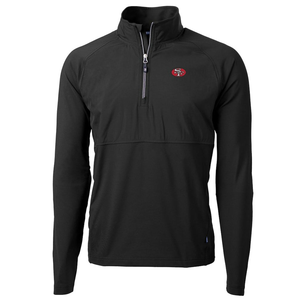 San Francisco 49ers Cutter & Buck Adapt Eco Knit Hybrid Recycled Quarter-Zip Throwback Pullover Top - Black - NFL