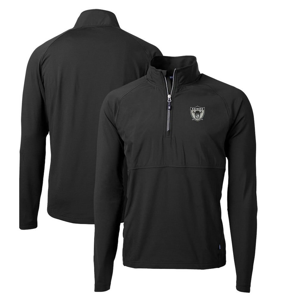 Las Vegas Raiders Cutter & Buck Adapt Eco Knit Hybrid Recycled Quarter-Zip Throwback Pullover Top - Black - NFL